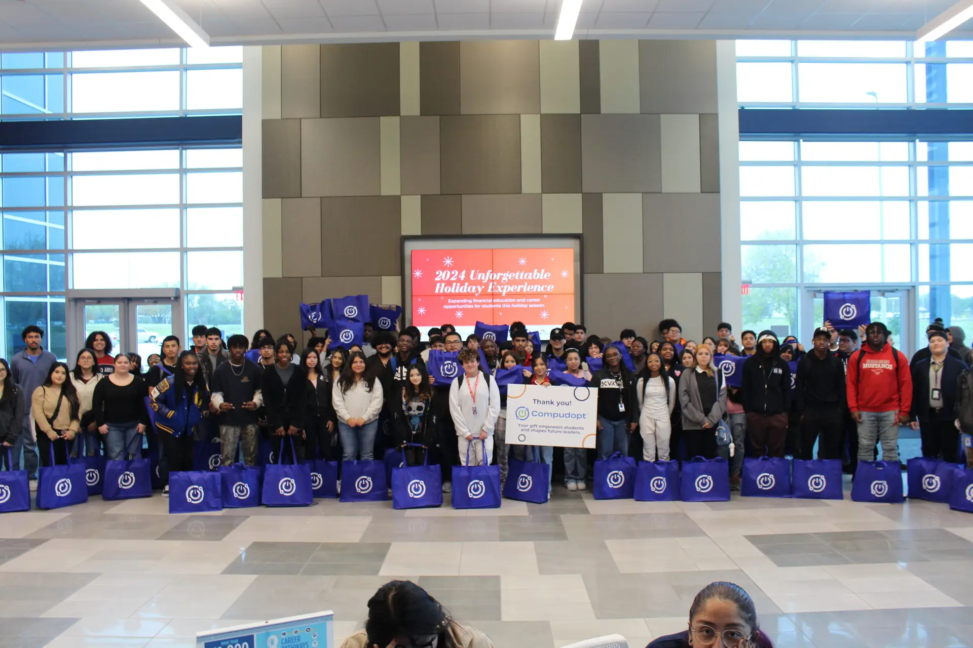 Community members and partners together at a holiday event